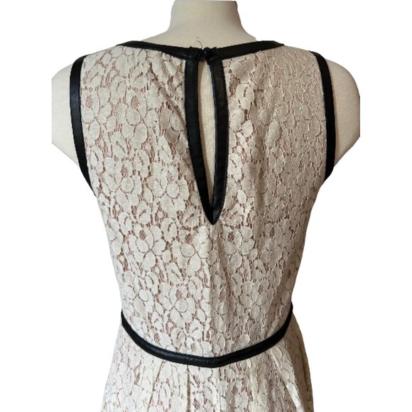 Speechless Cream Lace Babydoll Dress Sz 13 Juniors Black Faux Leather Waist - Picture 7 of 12